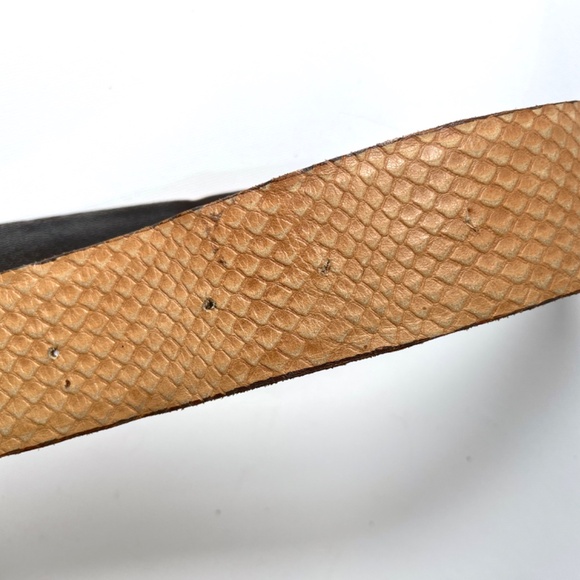 Vintage Wide 40in Reptile Leather Belt Turkey Large Oval Buckle